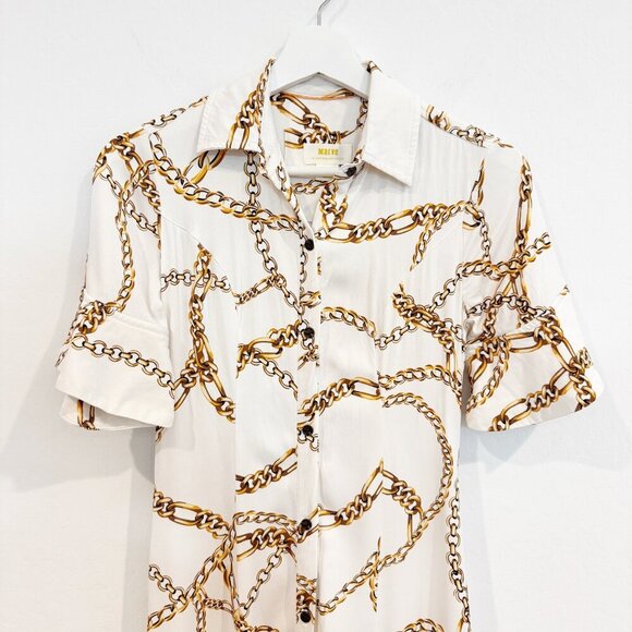 Maeve Chain Maxi Shirt Dress Anthropologie in Cream Resortwear Vacation Size XXS - Picture 5 of 11